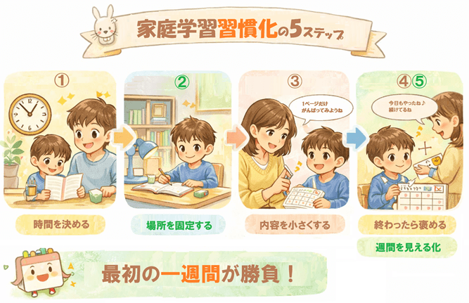 家庭学習を習慣化する5ステップ｜最初の1週間が勝負