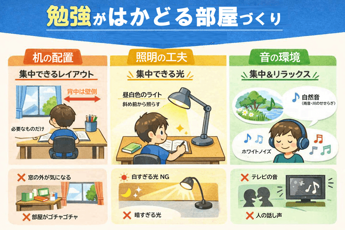 勉強がはかどる部屋づくり｜机・照明・音の最適解